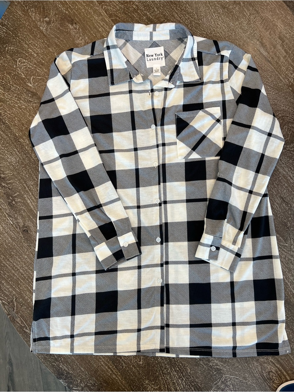 New York Laundry Plaid tunic length Button-Down Shirt